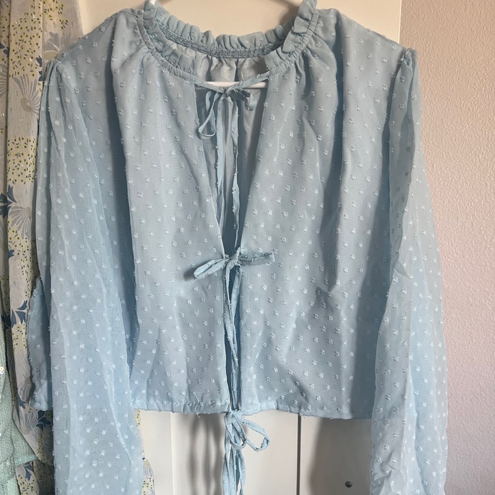 Cute Blue Tie Top
